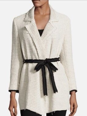 Theory - Clarence Carson Tweed Cream Bouclé Open-Front Blazer